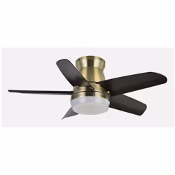 Fabrilamp 207991536, Ventilateur à lame domestique, Noir, Or, Plafond, 43 dB, 240 tr/min, 91 cm