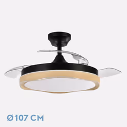 Fabrilamp 208791385 ventilateur Noir, Transparent, Blanc, Bois