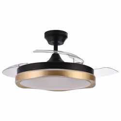 Fabrilamp 208791316, Ventilateur à lame domestique, Noir, Or, Transparent, Blanc, Plafond, Acrylonitrile-Butadiène-Styrène (A ...