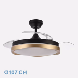 Fabrilamp 208791316 ventilateur Noir, Or, Transparent, Blanc