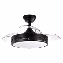 Fabrilamp Olimpia, Ventilateur à lame domestique, Noir, Transparent, Plafond, 45 dB, 7000 m³, 270 tr/min