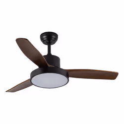 Fabrilamp KAVALA, Ventilateur à lame domestique, Noir, Chêne, Plafond, 43 dB, 198 tr/min, 112 cm