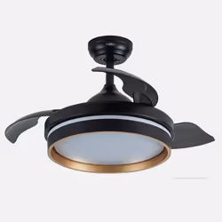 Fabrilamp NALON, Ventilateur à lame domestique, Noir, Or, Plafond, 40 dB, 4500 m³, 270 tr/min