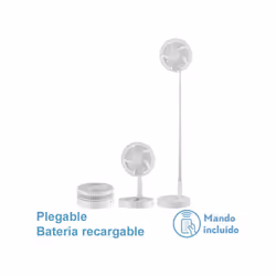 Fabrilamp - Abrila - Ventilateur dc Ventilateur portable galan Couleur White avec cinq pales et port usb Rechargeable 3 vitesses réglables Extensible