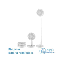 Fabrilamp - Abrila - Ventilateur dc Ventilateur portable galan Couleur White avec cinq pales et port usb Rechargeable 3 vitesses réglables Extensible