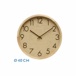 Horloge de murale de de la série GRENOBLE en couleur BEECH/NATURAL. Fabriqué en bois, textile et verre. Elle présente un desi ...