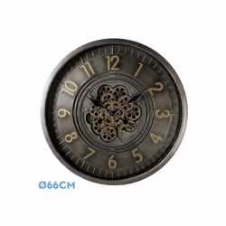 Horloge murale dedefrom the TRENTO series in GOLD/LEATHER colour. Fabriquée en métal et en verre. Elle présente un design cla ...