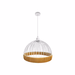 Grande suspension from the GASTON series in WHITE/NATURAL colour. Fabriquée en métal et en rotin. Elle se compose of d'un cad ...