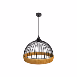 Grande suspension from the GASTON series in BLACK/NATURAL colour. Fabriquée en métal et en rotin. Elle se compose of d'un cad ...