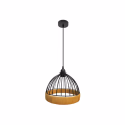 Petite suspension from the GASTON series in BLACK/NATURAL colour. Fabriquée en métal et en rotin. Elle se compose of d'un cad ...