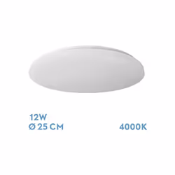 Plafonnier rond from the TADEO series in WHITE. Fabriqué en polycarbonate et en métal. Ce plafonnier est doté de la TECHNOLOG ...