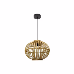 Lampe suspendue from la série GUIJO en BAMBOU of couleur BLACK/NATURAL. Elle est composée of d'un cadre en bambou inspiré d'u ...