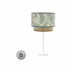 Grande lampe à poser from the CONGO series of colour WHITE and lampshade of design LEAF GREEN/NATURAL. Fabriqué en métal, ros ...