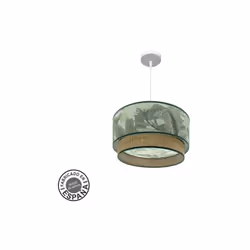 Suspension dede une lumière dede la série CONGO de couleur BLANCO et abat-jour dede design LEAF GREEN/NATURAL. Fabriqué en mé ...
