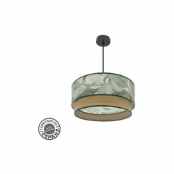 Lampe suspendue of three lights de la série CONGO of couleur BLACK et abat-jour of GREEN/NATURAL LEAF design. Fabriquée en mé ...