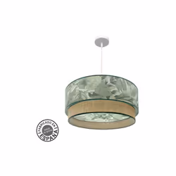 Lampe suspendue of three lights de la série CONGO of colour WHITE et abat-jour of GREEN/NATURAL LEAF design. Fabriquée en mét ...