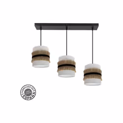 Applique avec three lights of the ANGOLA series of colour BLACK with lampshades of design in WHITE/BLACK/YUTE colour. Fabriqu ...