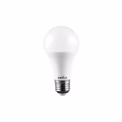 Ampoule LED STANDARD de la série ABRILA, en polymère blanc et aluminium.. Avec douille E27, elle a une puissance de lumière d ...