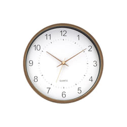 Fabrilamp - Horloge murale Monquey, Ø35 x 5 cm, avec aiguilles de mouvement continu, bois foncé et blanc (pile aa non incluse)