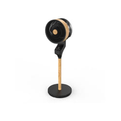 Fabrilamp - Ventilateur de sol Byzantium Noir/hêtre 50w 3 vitesses 95x30x30 Oscillant, écran tactile, télécommande et minuterie