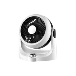 Fabrilamp - Ventilateur de bureau Cartago Blanc/Noir 40w 3 vitesses 3 niveaux Fixe & Rotatif Réglable 28,3x25,7x19cm