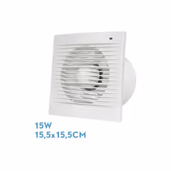 Ventilateur extracteur de salle de bain carré dele Série TRANI de 15W de puissance en BLANC. Ce modèle est recommandé pour le ...