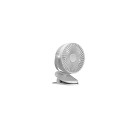Fabrilamp - Ventilateur de table rechargeable sans fil Peñafiel (moteur 5 w dc, 4 vitesses) avec alimentation usb, blanc