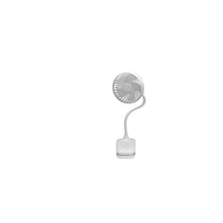 Fabrilamp - Ventilateur de bureau sans fil rechargeable Sines (moteur cc 5 w, 4 vitesses) avec alimentation usb, blanc