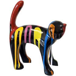 Statue en céramique chat noir et multicolore En céramique Dimensions : Hauteur 25 cm - Longueur 20 cm - Largeur 9 cm Fabricat ...