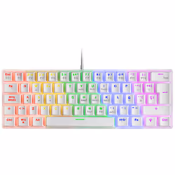 Mars Gaming MK60, 60%, USB, Clavier mécanique, QWERTY, LED RGB, Blanc