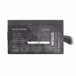 Mars Gaming MPIII650 unité d'alimentation d'énergie 650 W 20+4 pin ATX ATX Noir