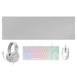 Mars Gaming MCP-RGB3W clavier Souris incluse USB QWERTY Portuguais Blanc