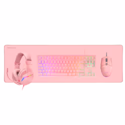 Mars Gaming MCP-RGB3P clavier Souris incluse USB QWERTY Portuguais Rose