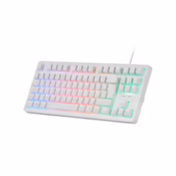 Mars Gaming MK023W, Avec fil, USB, Clavier à membrane, AZERTY, LED RGB, Blanc