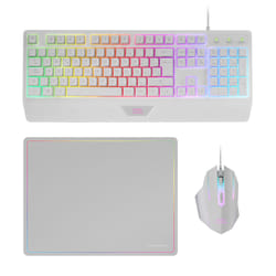 Mars Gaming MCP124W clavier Souris incluse Jouer USB AZERTY Français Blanc