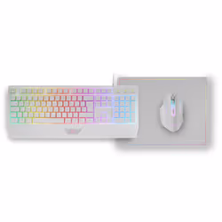 Mars Gaming MCP124W clavier Souris incluse Jouer USB AZERTY Français Blanc