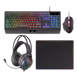 Mars Gaming MCP124PRO, Avec fil, USB, Clavier à membrane, QWERTY, LED RGB, Noir