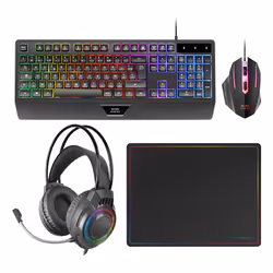 Mars Gaming MCP124PRO, Avec fil, USB, Clavier à membrane, AZERTY, LED RGB, Noir