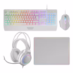 Mars Gaming MCP124PRO, Avec fil, USB, Clavier à membrane, QWERTY, LED RGB, Blanc