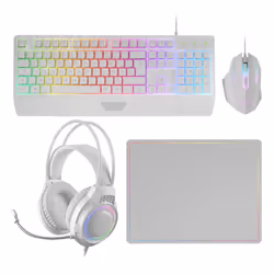 Mars Gaming MCP124PRO, Avec fil, USB, Clavier à membrane, AZERTY, LED RGB, Blanc