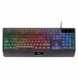 Mars Gaming MK124, Taille réelle (100 %), Avec fil, USB, Clavier à membrane, LED RGB, Noir