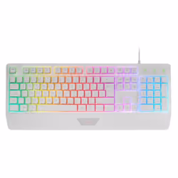 Mars Gaming MK124, Taille réelle (100 %), Avec fil, USB, Clavier à membrane, LED RGB, Blanc