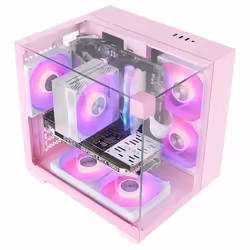 Mars Gaming MC-VISIONMP, Mini Tower, PC, Rose, micro ATX, Mini-ITX, Métal, Verre trempé, Jouer