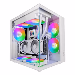 Mars Gaming MCV-ONEW, Midi Tower, PC, Blanc, ATX, micro ATX, Mini-ITX, Acier, Verre trempé, Jouer