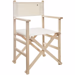 Chaise de réalisateur pliante sans structure vernis en toile écru, réalisée en bois de hêtre. Il est en bois de hêtre de prem ...