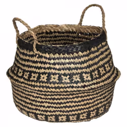 Panier original en osier tressé combiné en noir et beige pour décorer les espaces de votre maison. Ce joli panier rond est en ...