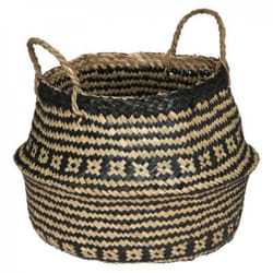 Panier en canne, coloris noir/beige, 35x39 cm avec tressage osier - 'home' - Beige/noir - Scalpers