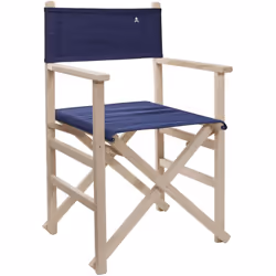 Chaise de réalisateur pliante sans structure vernis avec toile bleu foncé, en bois de hêtre. Il est en bois de hêtre de premi ...