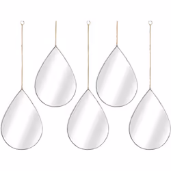 Ensemble de 5 miroirs en PVC argenté Matériel: PS Argent Assemblage requis : NON 19x1x27 cm