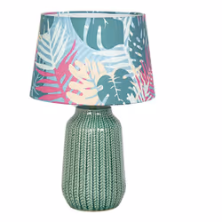 Lampe en céramique verte C/Pante14 Matériel: Céramique/Polyester-Coton Couleur verte Assemblage requis : NON 27x27x54 cm